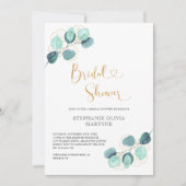 Invitation Eucalyptus Botanique Aquarelle Fête des mariées or (Devant)