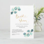 Invitation Eucalyptus Botanique Aquarelle Fête des mariées or (Debout devant)