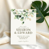 Invitation Eucalyptus Botanique Green & Gold Mariage Photo