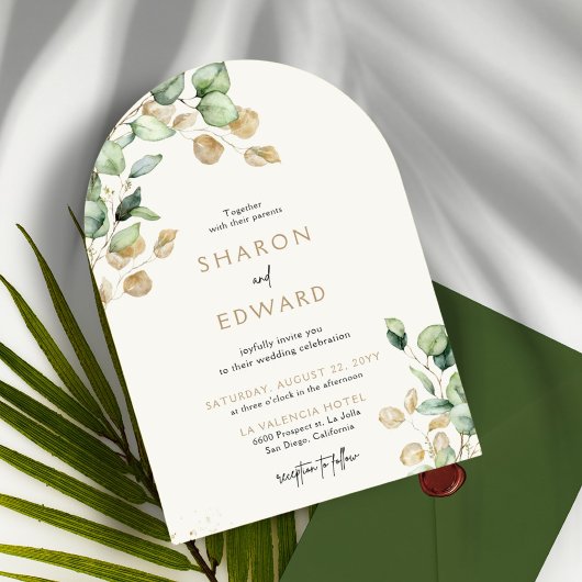 Invitation Eucalyptus Botanique Mariage de verdure et d'arc d