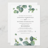 Invitation Eucalyptus botanique Mariage vert moderne (Devant / Derrière)