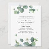 Invitation Eucalyptus botanique Mariage vert moderne (Devant)