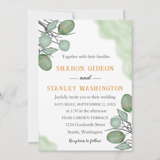 Invitation Eucalyptus Botanique Rustique (Devant)