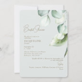 Invitation Eucalyptus Botanique Sage Élégante Fête des mariée (Devant)