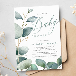 Invitation Eucalyptus botanique verdure feuillage baby shower