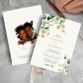 Invitation Eucalyptus Botanique Verdure & Or Mariage Photo
