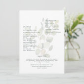 Invitation Eucalyptus bouché vert Typographie Turquoise Détai (Debout devant)