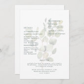 Invitation Eucalyptus bouché vert Typographie Turquoise Détai (Devant / Derrière)