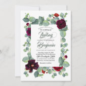 Invitation Eucalyptus | Bourgogne Floral Chic Mariage moderne (Devant)