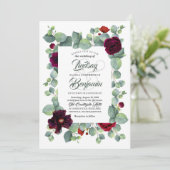 Invitation Eucalyptus | Bourgogne Floral Chic Mariage moderne (Debout devant)