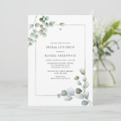 Invitation Eucalyptus Bridal Luncheon Aquarelle Succulent (Debout devant)