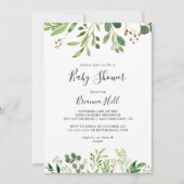 Invitation Eucalyptus Brown simple Baby shower floral (Devant)