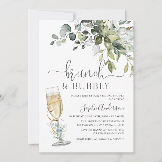Invitation Eucalyptus Brunch & Bubbly (Devant)