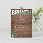 Invitation Eucalyptus Brunch en bois et Fête des mariées mous (Debout devant)