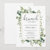 Invitation Eucalyptus Brunch et Fête des mariées Bubbly (Devant / Derrière)