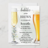 Invitation Eucalyptus Bubbles and Brews Adultes Anniversaire (Devant)