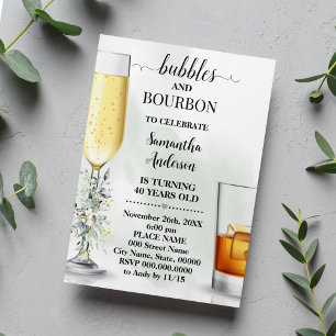 Invitation Eucalyptus Bubbles & Bourbon Couples Douche