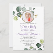 Invitation Eucalyptus Budget Photo Première communion Invitat (Devant)