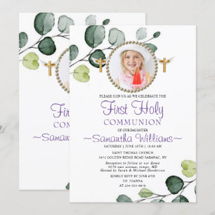 Invitation Eucalyptus Budget Photo Première communion Invitat