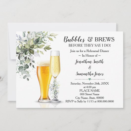 Invitation Eucalyptus bulles vertes et brasseries répétition (Devant)