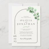 Invitation Eucalyptus Cadre de verdure Mariage minimaliste (Devant)