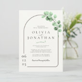 Invitation Eucalyptus Cadre de verdure Mariage minimaliste (Debout devant)