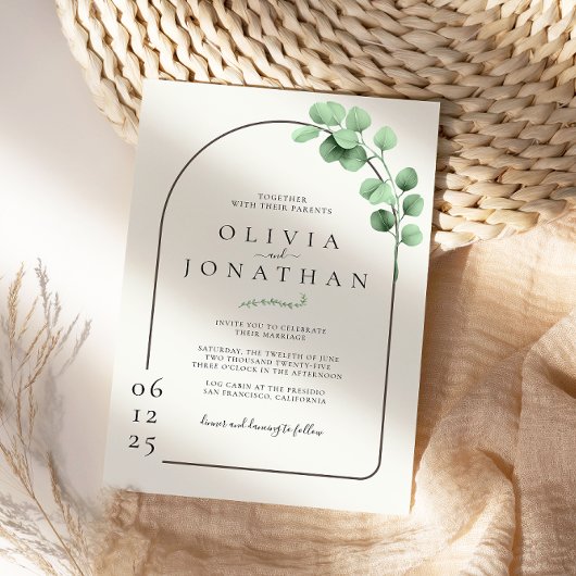 Invitation Eucalyptus Cadre de verdure Mariage minimaliste
