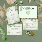 Invitation Eucalyptus Cadre Vert Or Feuillage Aquarelle