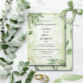 Invitation Eucalyptus Cadre Vert Or Feuillage Aquarelle