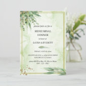 Invitation Eucalyptus Cadre Vert Or Feuillage Aquarelle (Debout devant)