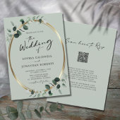 Invitation Eucalyptus Calligraphie QR Code RSVP Sage Mariage