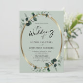 Invitation Eucalyptus Calligraphie QR Code RSVP Sage Mariage (Debout devant)