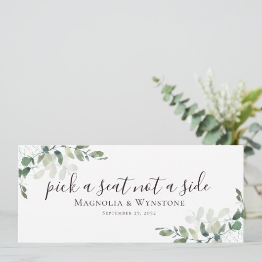 Invitation Eucalyptus Choisissez un siège et non un camp (Debout devant)