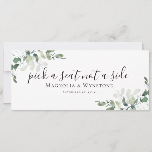 Invitation Eucalyptus Choisissez un siège et non un camp (Devant)