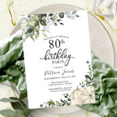 Invitation Eucalyptus Citrouille automne 80e anniversaire