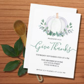 Invitation Eucalyptus Citrouille blanc vert Thanksgiving
