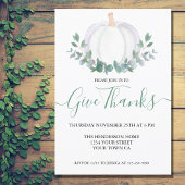 Invitation Eucalyptus Citrouille blanc vert Thanksgiving