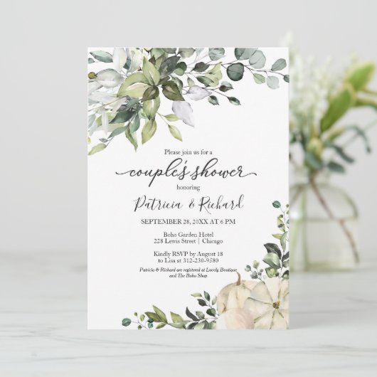 Invitation Eucalyptus Citrouille Fall Couple's Douche (Debout devant)
