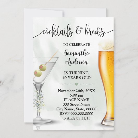 Invitation Eucalyptus Cocktails & Brews Couples Douche (Devant)