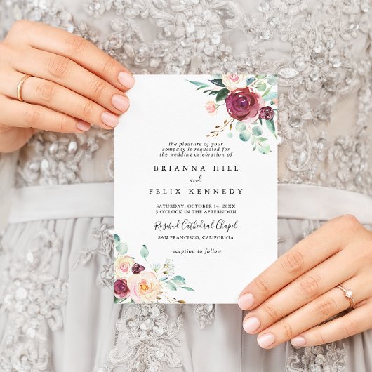 Invitation Eucalyptus contemporain Floral Mariage traditionne