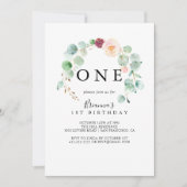 Invitation Eucalyptus Contemporain Premier anniversaire (Devant)