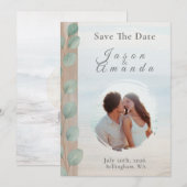 Invitation Eucalyptus Côtiers Sauvegarder La Date (Devant / Derrière)