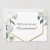 Invitation Eucalyptus Coton Blanc Moderne Groomsman Propositi (Devant)