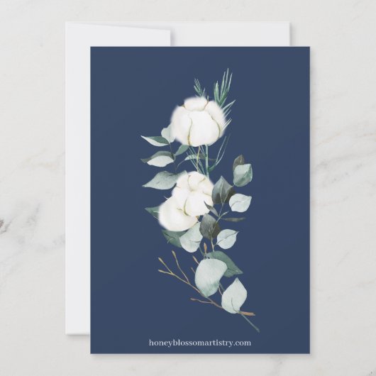 Invitation Eucalyptus Cotton | Navy Modern Monogram Wedding (Dos)