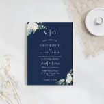 Invitation  Eucalyptus Cotton | Navy Modern Monogram Wedding<br><div class="desc">This eucalyptus cotton navy modern monogram wedding invitation is perfect for your modern wedding. This design features eucalyptus greenery with white cotton fluffs on a dark navy blue background and white calligraphy script in a modern classic traditional layout. Please feel free to reach out to us with any questions about...</div>