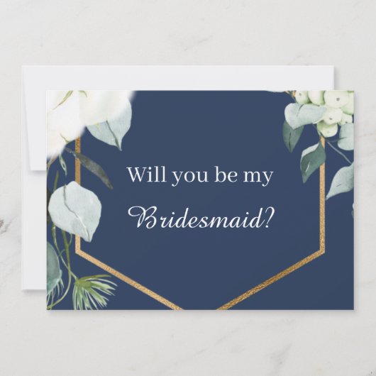 Invitation Eucalyptus Cotton Navy Moderne Bridesmaid Proposit (Devant)