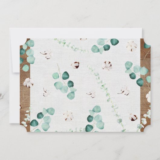 Invitation Eucalyptus Cotton Timbre Shiplap Ferme Mariage (Dos)