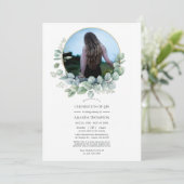 Invitation Eucalyptus couleur de l'eau, fête de la vie Photo (Debout devant)