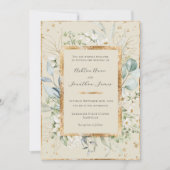 Invitation Eucalyptus Daisies Gold Crème Mariage élégant (Devant)