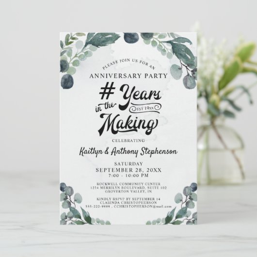 Invitation Eucalyptus d'anniversaire # DES ANNÉES DE CRÉATION (Debout devant)